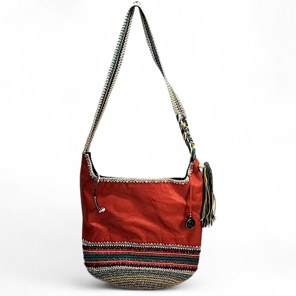 VTG The Sak Back To Bali Leather Hobo Crocket Cayenne Handbag Tassel Logo